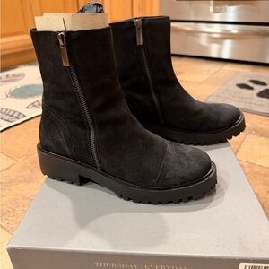 Thursday Black Raider Suede Side-Zip Women's Ankle Boots